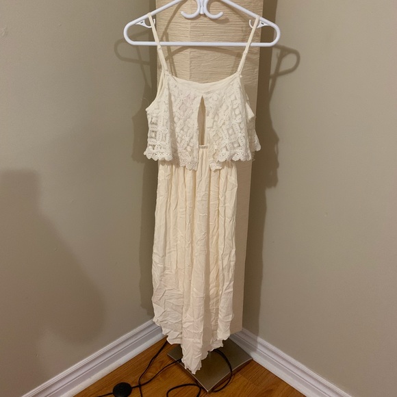 Cream, Asymmetrical, Flowing Midi Dress - Picture 2 of 2